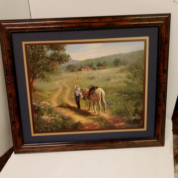 Home Interiors Art Rare Vintage Home Interior Framed Matted Cowboy